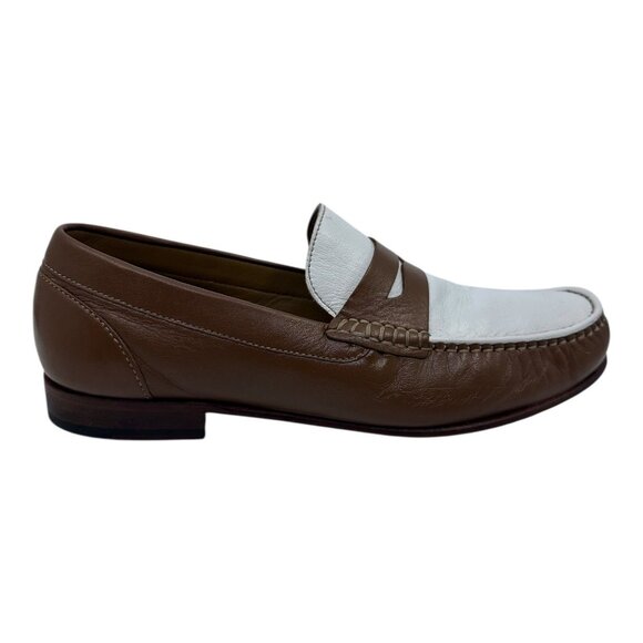 Florsheim Mens Beaufort Penny‎ Loafers 9D White/Cognac Leather Classic Style Pre main image 4